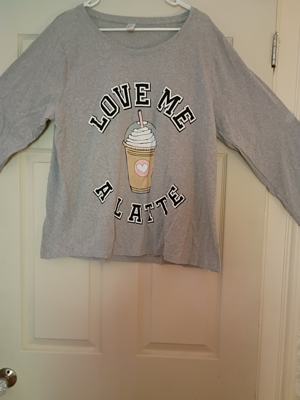 just be Grey 'Love Me A Latte' Graphic Long-Sleeve Top And Pants